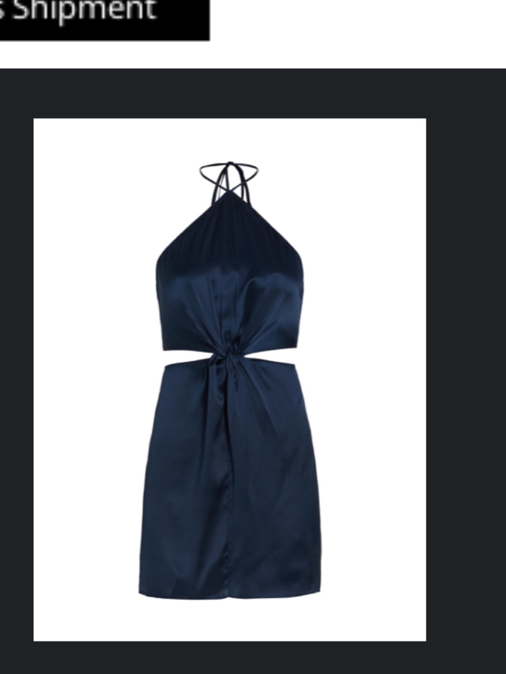 Amanda uprich Navy Halter Tie-Front Silk Dress